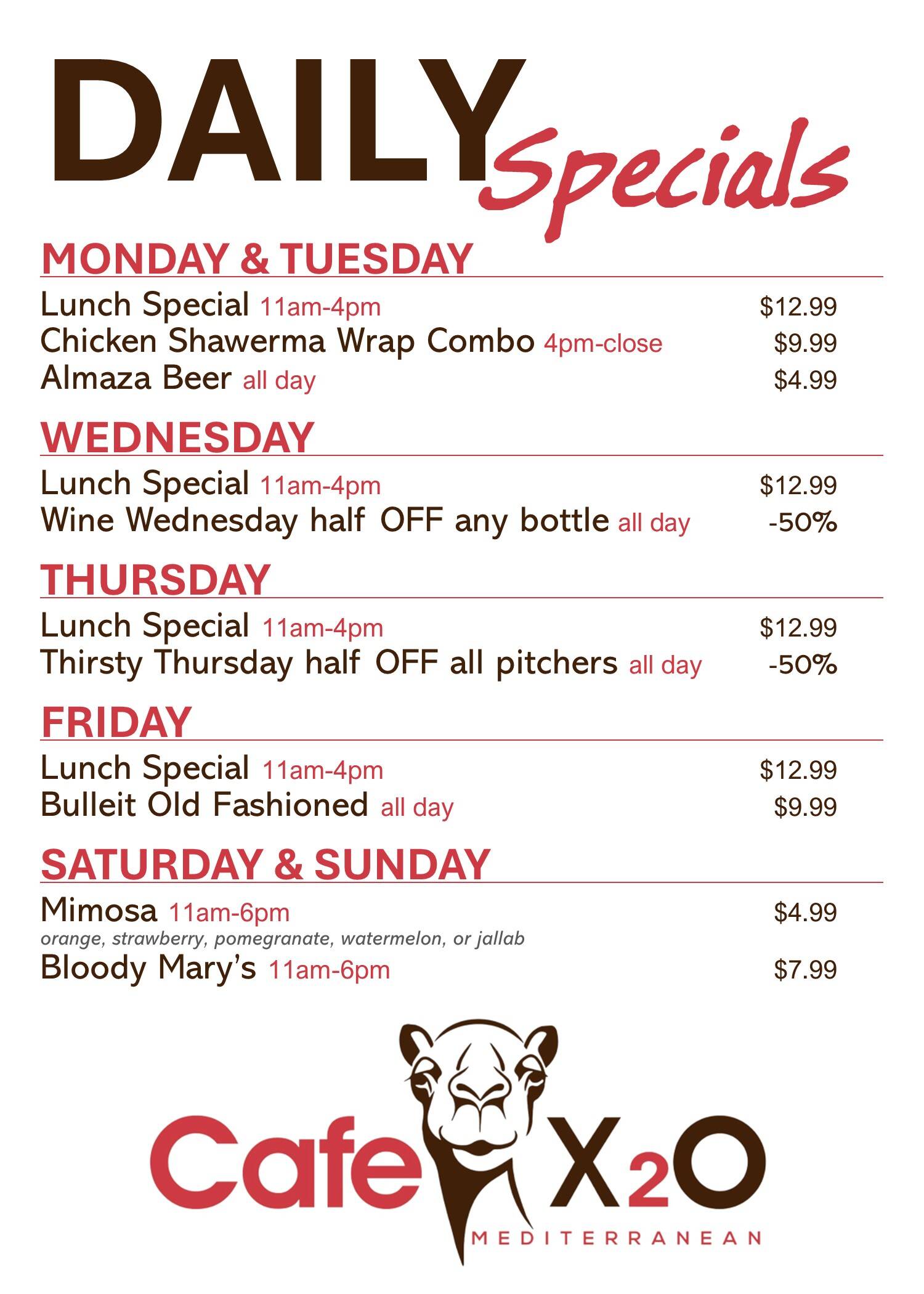 Happy Hour | Cafe X2O